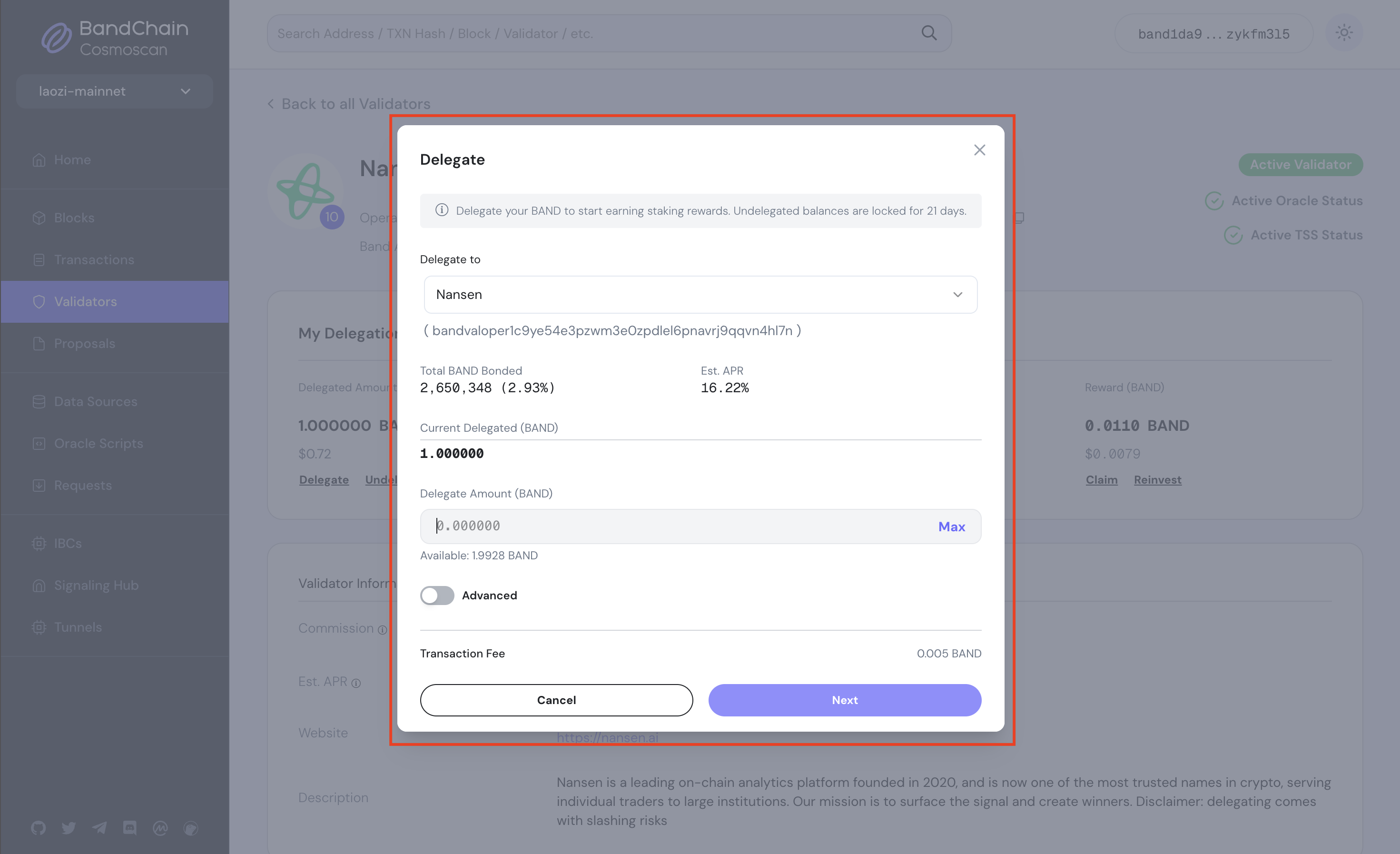 delegate pop up window